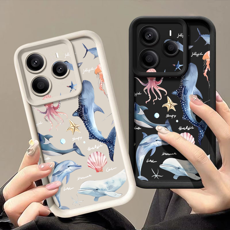 X Phone Accessories - 귀여운 돌고래 무늬 소프트 케이스 샤오미