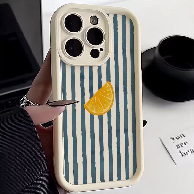 X Phone Accessories - 스트라이프 레몬 슬라이스 패턴 폰 케이스