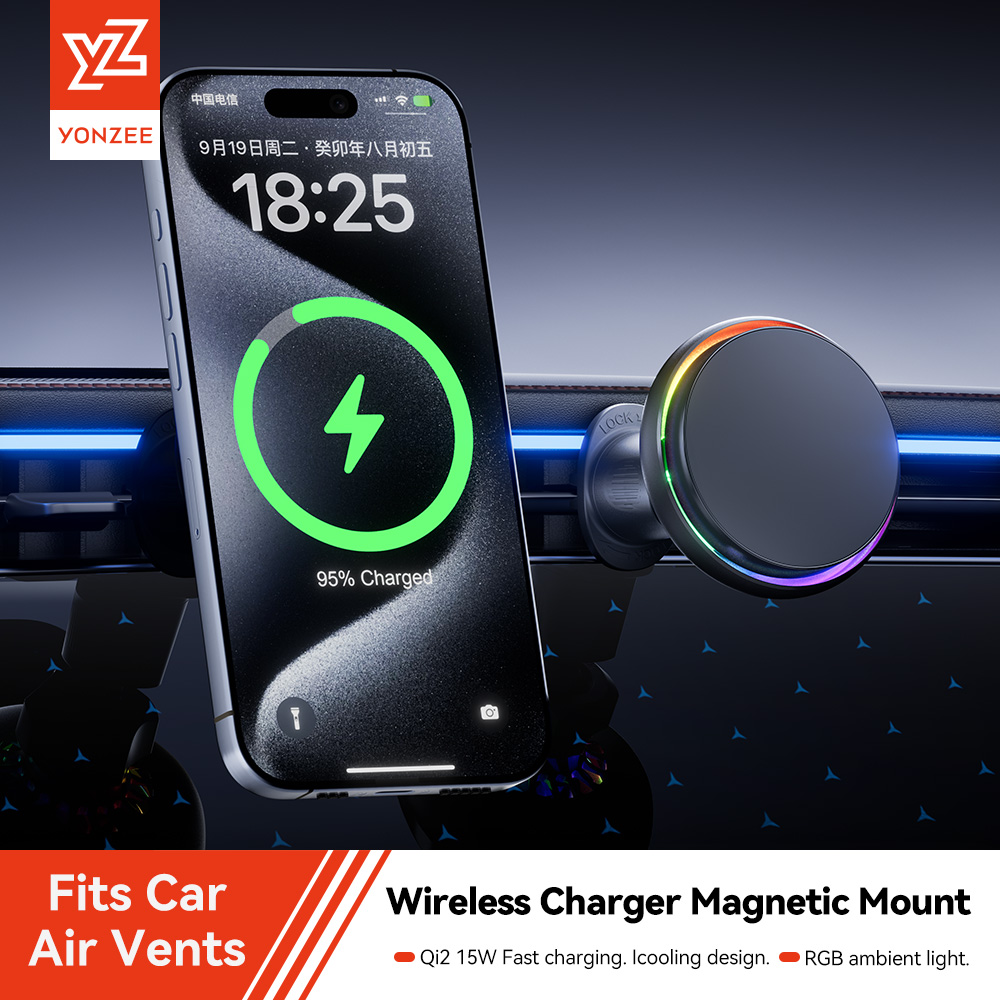 Qi2 Phone Accessories - YZ RGB 마그네틱 무선 충전기 자동차
