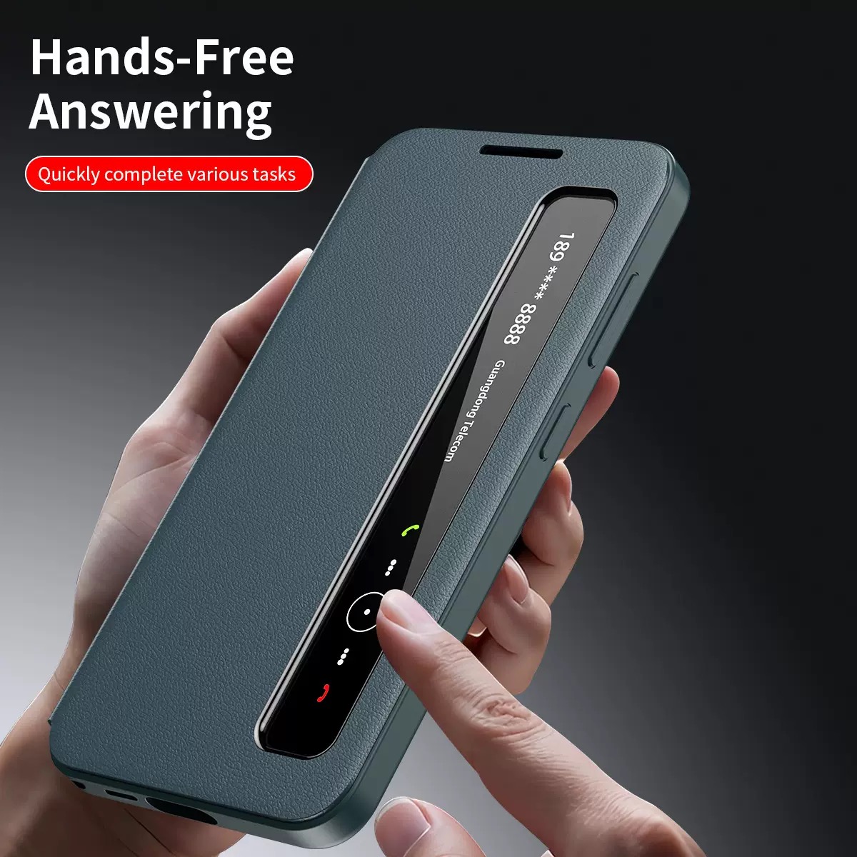 Phone Accessories Display - 가죽 플립 스마트 디스플레이 스크린 투명