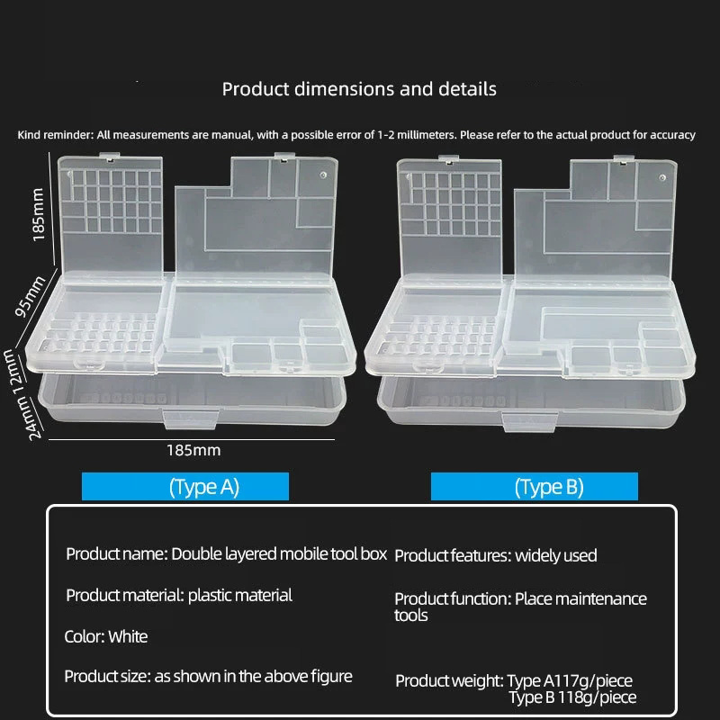 이중층 전자 투명 플라스틱 부품 보관함 나사 액세서리  - Phone Accessories And Repairs 리뷰 및 가격