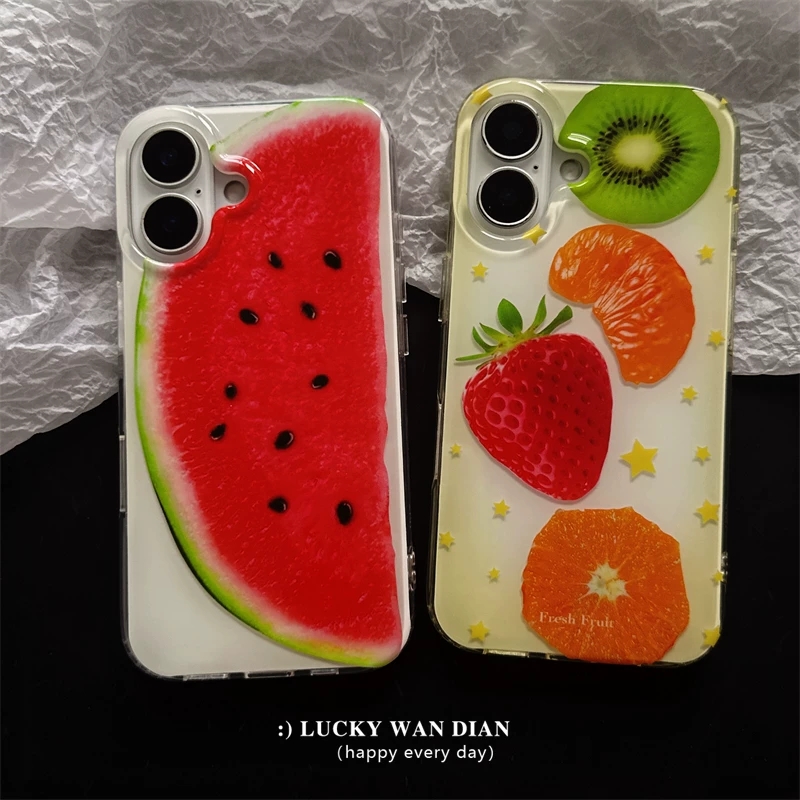 여름 풀스크린 과일 딸기 키위 오렌지 수박 폰 케이스  - Phone Accessories Display 리뷰 및 가격