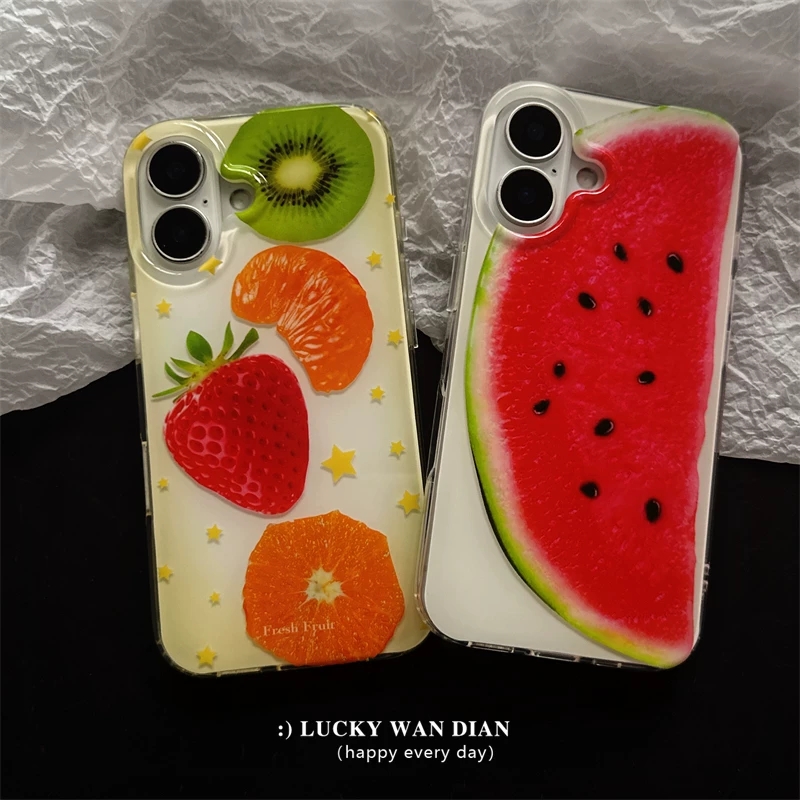 여름 풀스크린 과일 딸기 키위 오렌지 수박 폰 케이스  - Phone Accessories Display 리뷰 및 가격